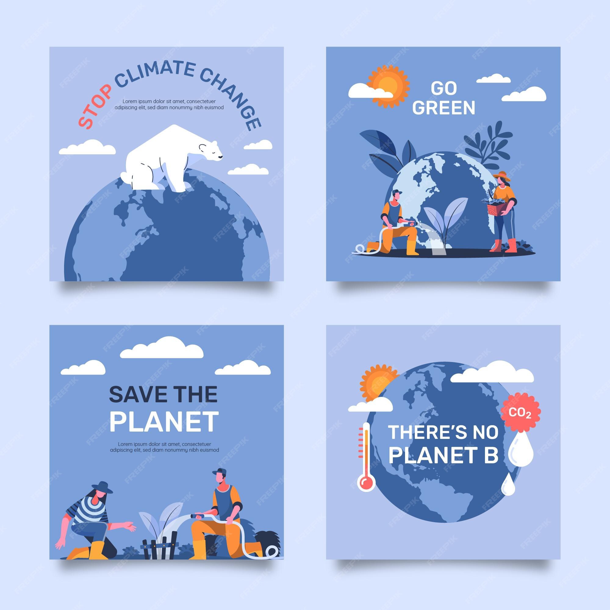 Free Vector | Flat design climate change instagram posts