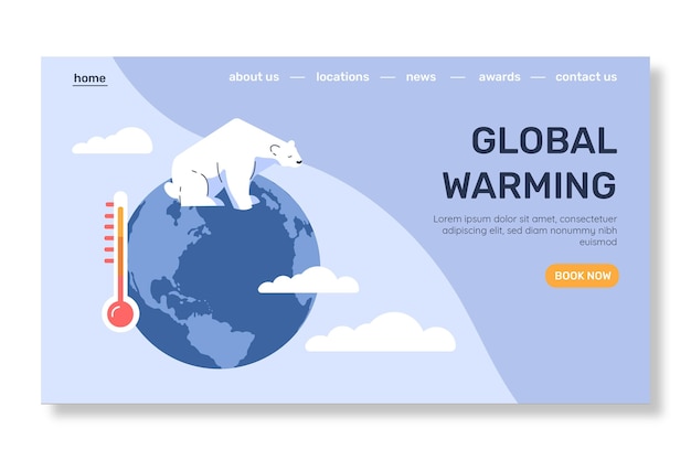 평면 디자인 기후 변화 방문 페이지 템플릿