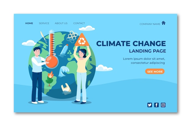 Free vector flat design climate change landing page