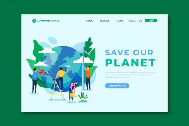 Free vector flat design climate change landing page