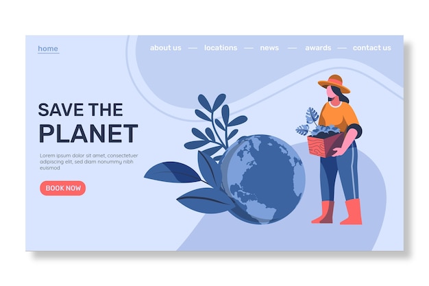 Free vector flat design climate change landing page