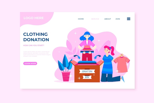 Free vector flat design clothing donation web template