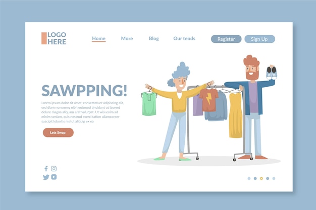 Free vector flat design clothing swap landing page