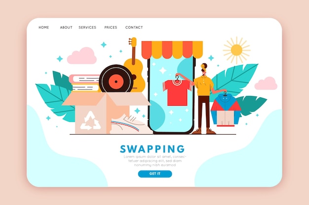 Flat design clothing swap landing page