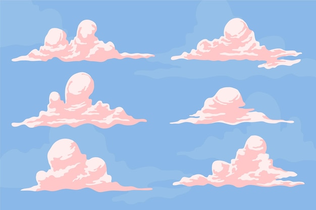 Free vector flat design cloud illustration pack