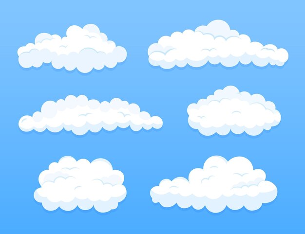 Flat design cloud in the sky collection