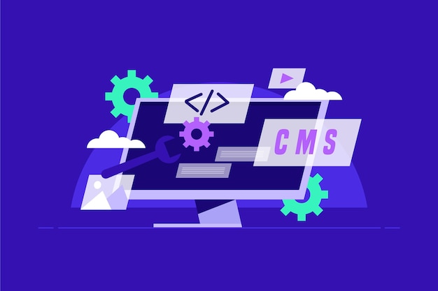 Flat design cms concept illustration