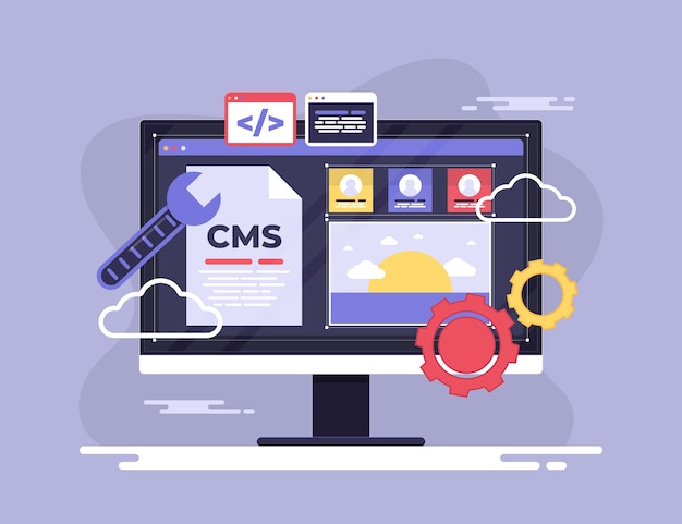 Flat design cms digital programs