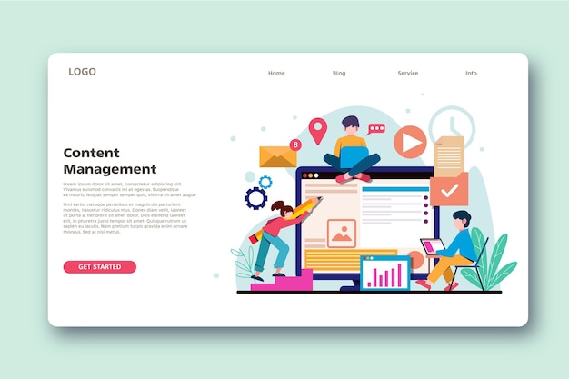 Free vector flat design cms landing page template