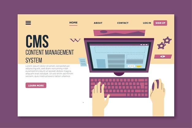 평면 디자인 cms 방문 페이지 웹 템플릿