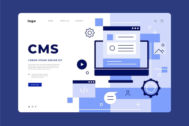 Free vector flat design cms landing page web template