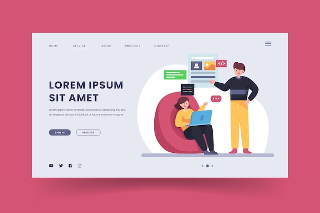 Free vector flat design cms landing page