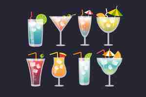 Vettore gratuito collezione di cocktail design piatto