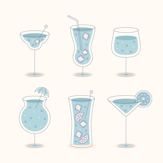 Free vector flat design cocktail collection