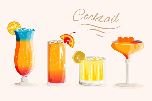 Flat design cocktail collection