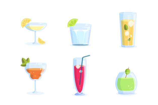 Flat design cocktail collection