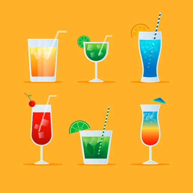 Free vector flat design cocktail collection