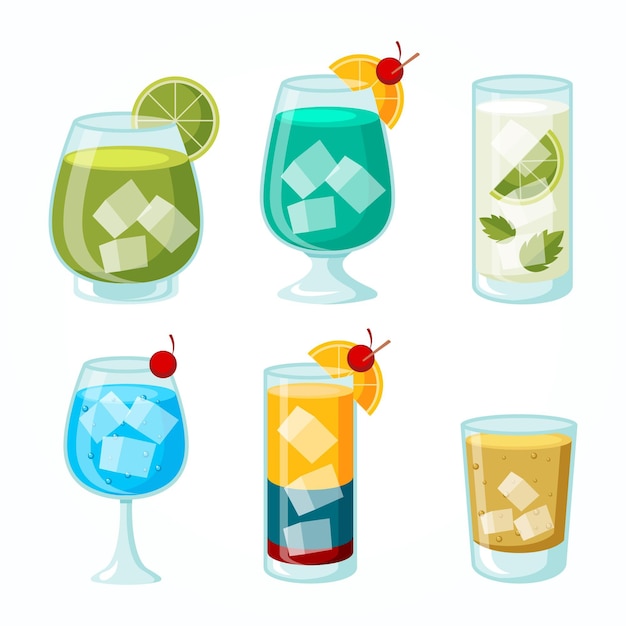 Free vector flat design cocktail collection