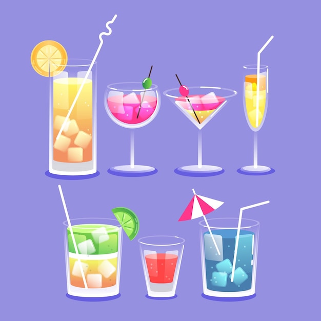 Free vector flat design cocktail collection