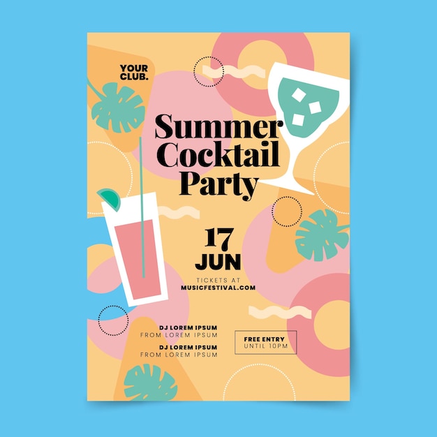 flat design cocktail flyer template