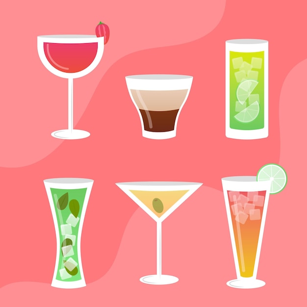 Flat design cocktail pack