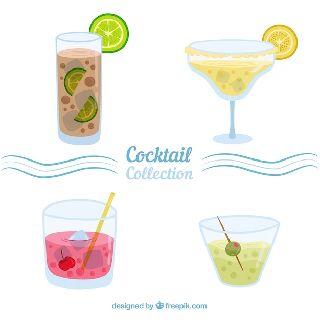 Free vector flat design cocktails collection