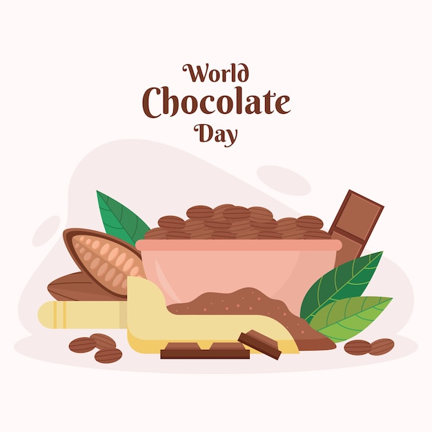 Иллюстрация какао-бобов в плоском дизайне