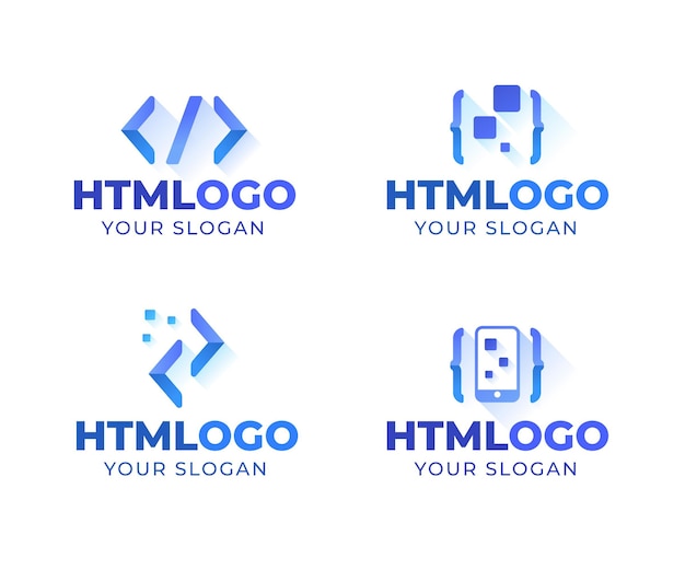 Vettore gratuito collezione di logo di codice design piatto