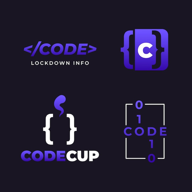Flat design code logo pack
