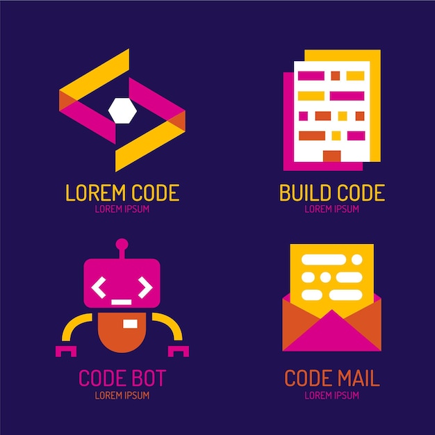 Плоский дизайн кода логотипа
