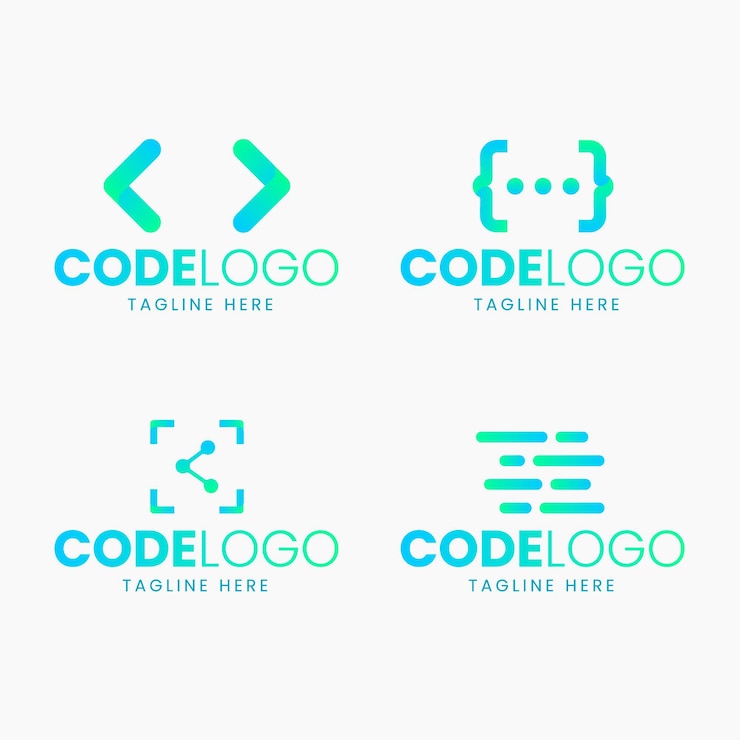Free Vector flat design code logo set