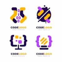 Free vector flat design code logo set