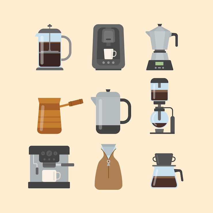 Free Vector flat design coffee brewing methods set