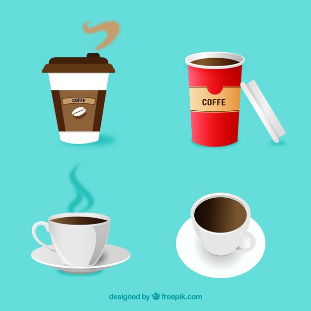 Flat design coffee cup collection