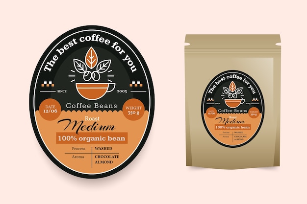 Free vector flat design coffee label template