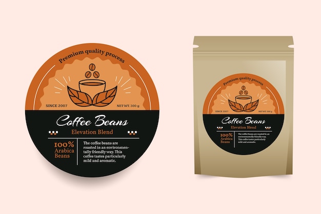 Free vector flat design coffee label template