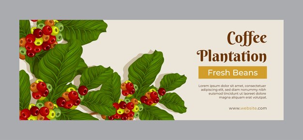 Flat design coffee plantation facebook cover