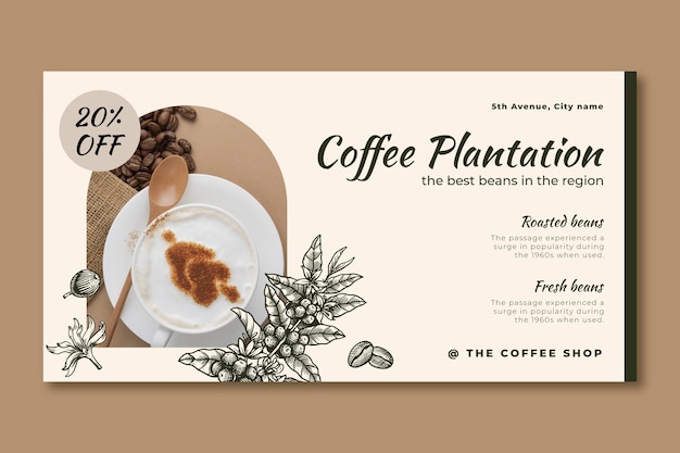 Free vector flat design coffee plantation facebook template