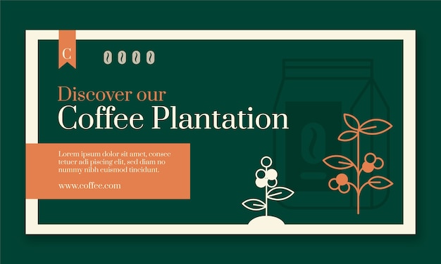 Free vector flat design coffee plantation facebook template