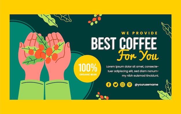 Flat design coffee plantation facebook template