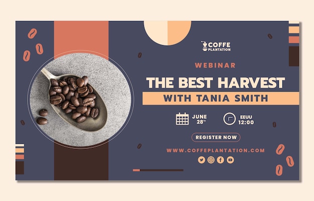 Free vector flat design coffee plantation geometric webinar template