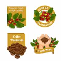 Free vector flat design coffee plantation labels template