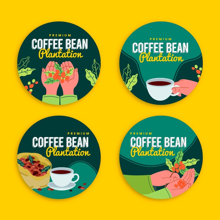 Free Vector flat design coffee plantation labels