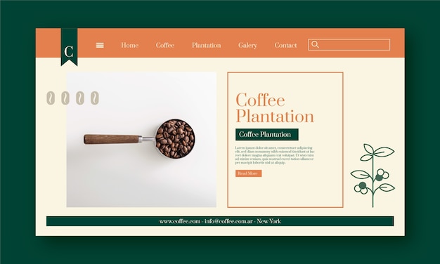 Flat design coffee plantation landing page