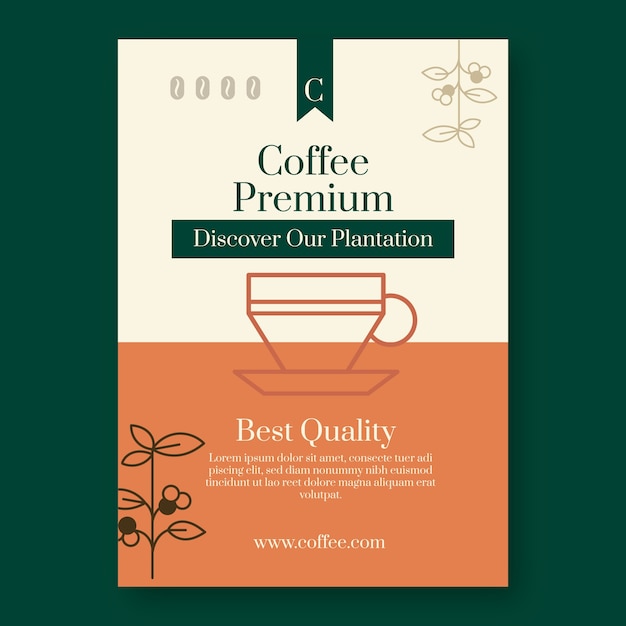 Free vector flat design coffee plantation poster template