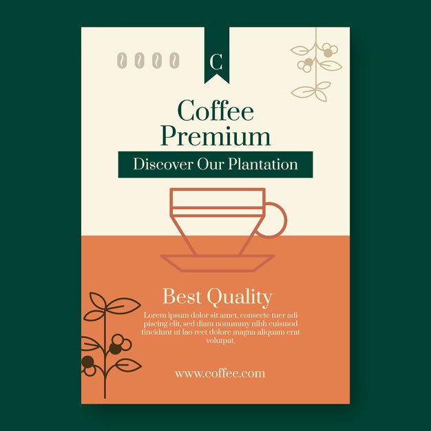 Flat design coffee plantation poster template