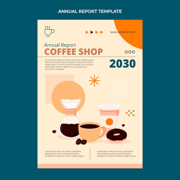 Flat design coffee shop annual report template