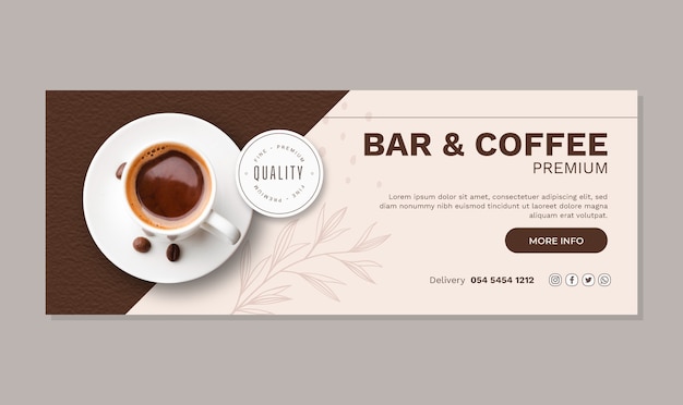 Vettore gratuito copertina facebook della caffetteria dal design piatto