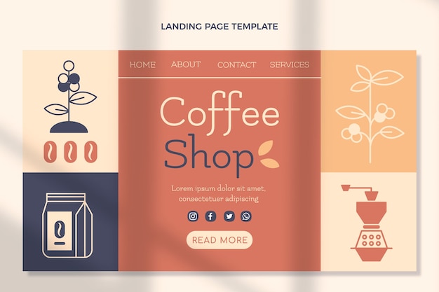 Flat design coffee shop landing page