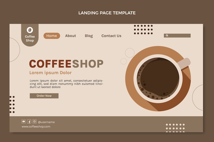 Free Vector flat design coffee shop landing page